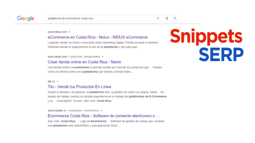 Snippets SERP ecommerce